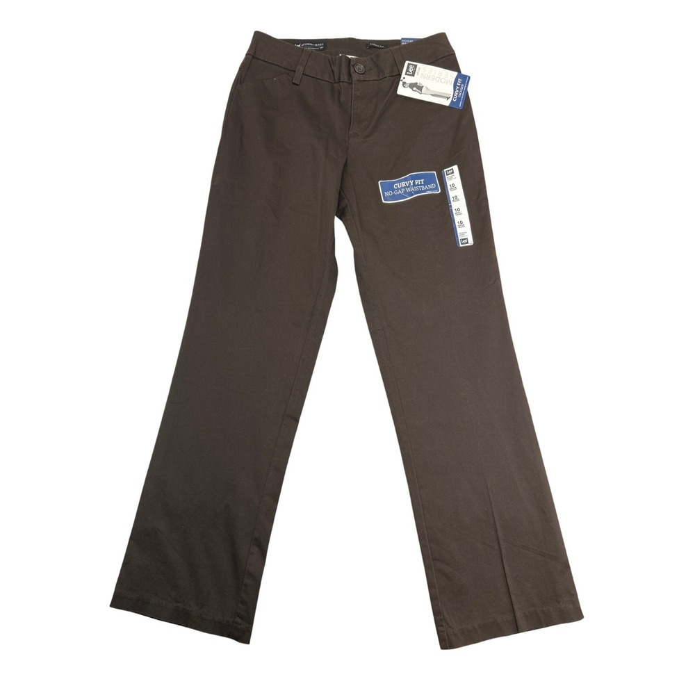 Lee Trouser Pants Womens 10 Brown Modern Series Curvy Fit No-Gap Waistband NWT